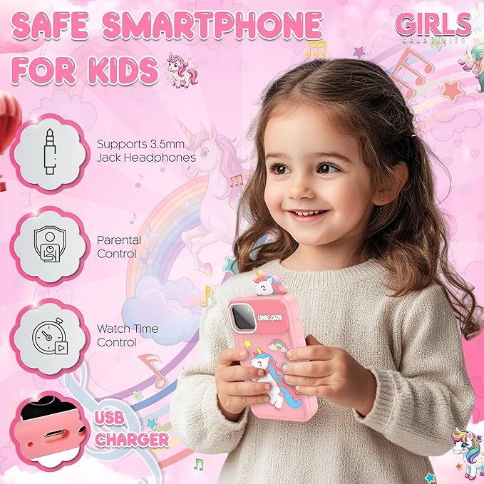 GIRLS CREATIVITY Kids Smartphone for Girls Educational Games Birthday Gifts for Girls