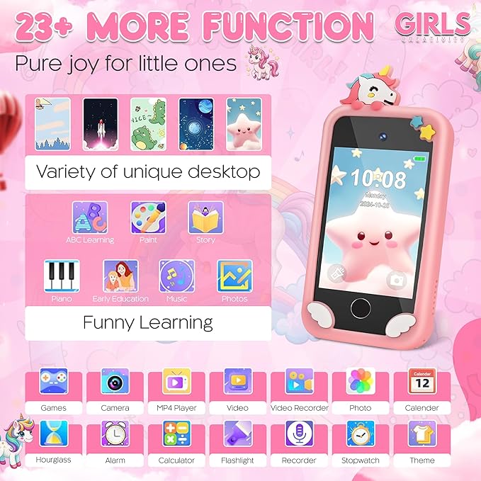 GIRLS CREATIVITY Kids Smartphone for Girls Educational Games Birthday Gifts for Girls